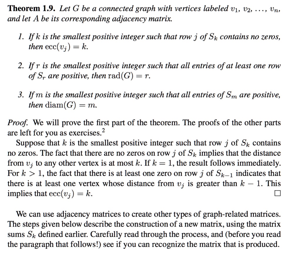 SOLVED: Theorem 1.9: Let G be a connected graph with vertices labeled ...