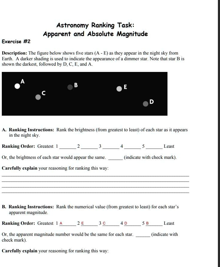 SOLVED The figure below shows five stars (AE) as they appear in the