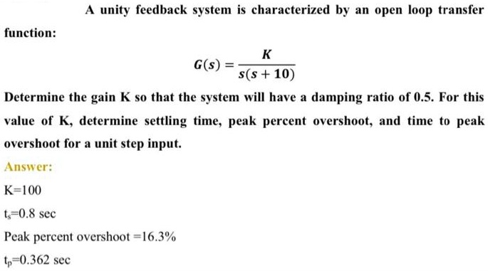 SOLVED: A unity feedback system is characterized by an open-loop ...