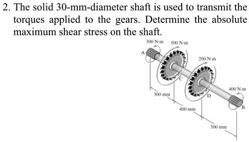 SOLVED: The solid 30-mm-diameter shaft is used to transmit the torques ...