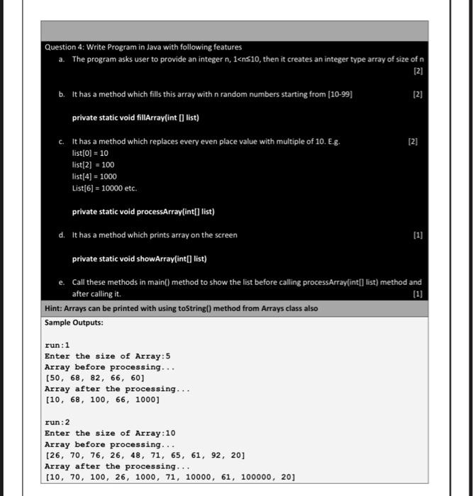VIDEO solution: Question 4: Write a Program in Java with the following ...