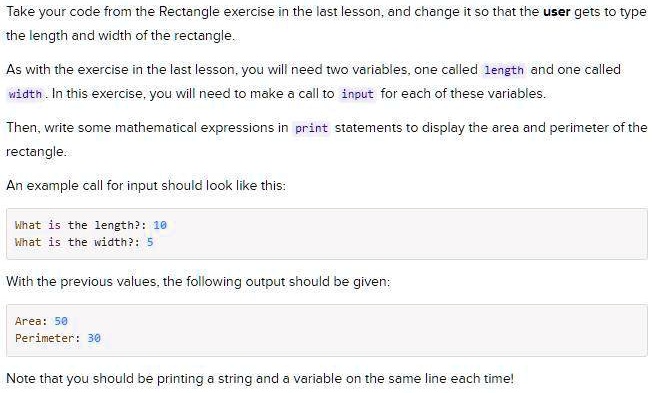 Take your code from the Rectangle exercise in the last lesson, and ...