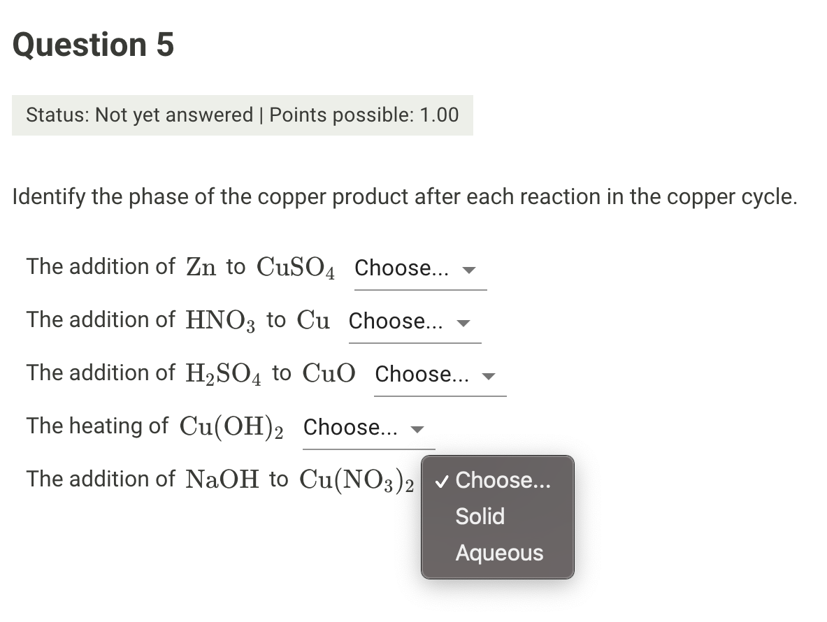 SOLVED: Chemistry Of Copper Percent Yield Quiz