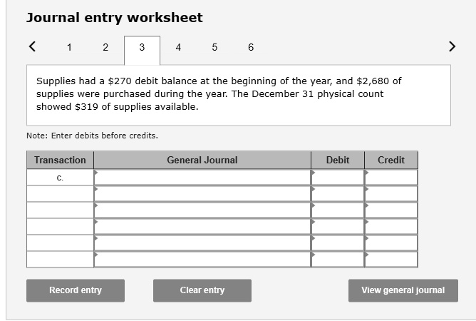 Journal entry worksheet