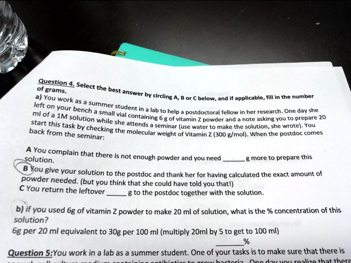 Solved Question Select Of Grams The Best Answer A You Work Circline Below And Applicable Fill In The Number Left On Your Summer Bench Student Ml Of Small Iab To Solved Question Select Of Grams The Best Answer A You Work Circline Below And Applicable Fill In The Number Left On Your Summer Bench Student Ml Of Small Iab To