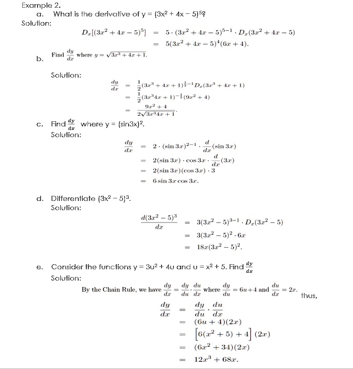 Solved Example 2 What Is The Derivative Ofy 3x2 Ax 5152 Solution D 22 4 5 372 4r 5 1 D 637 4 5 3 5 6r 4 Find Where Vi 4r L Solution 0 Tr 0 D 4 Tr 1 745 1 4