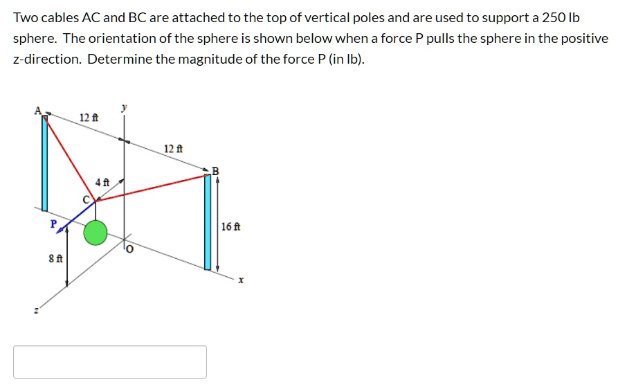 [GET ANSWER] Two cables AC and BC are attached to the top of vertical ...