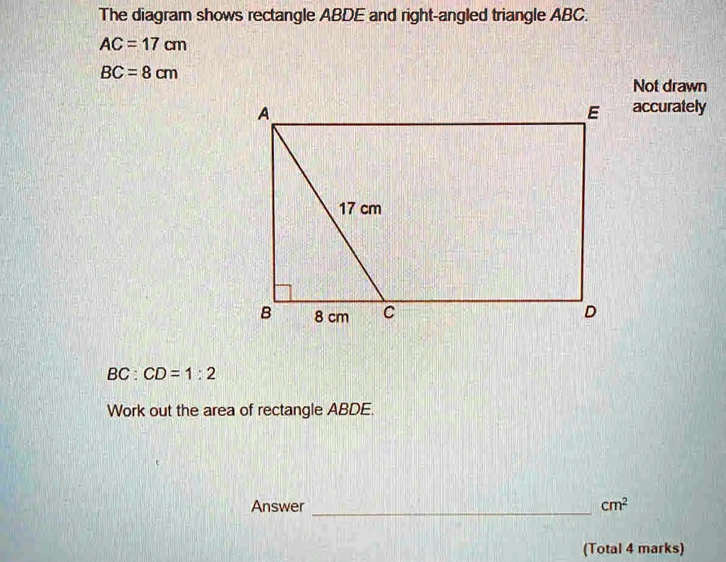 SOLVED: The diagram shows rectangle ABDE and right-angled triangle ABC ...