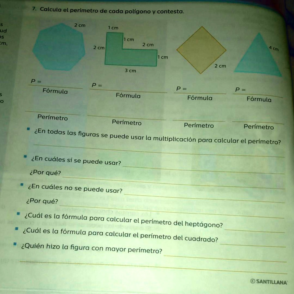 SOLVED: calcula el prrímetro de cada plígono y contesta. Calcula el ...