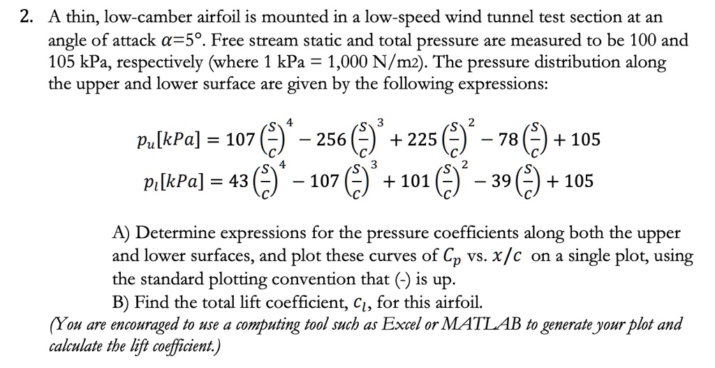 SOLVED: A thin, low-camber airfoil is mounted in a low-speed wind ...