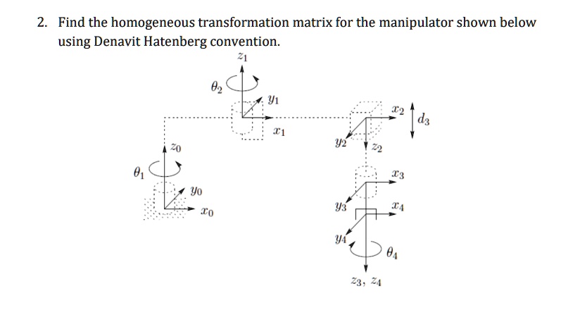SOLVED: 2. Find the homogeneous transformation matrix for the ...