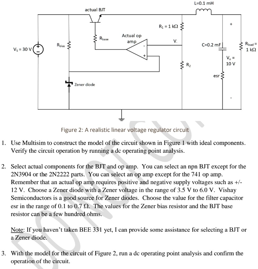 SOLVED L=0.1 mH actual BJT R1=1 k Actual op amp Rba V. C=0.2 mF Road