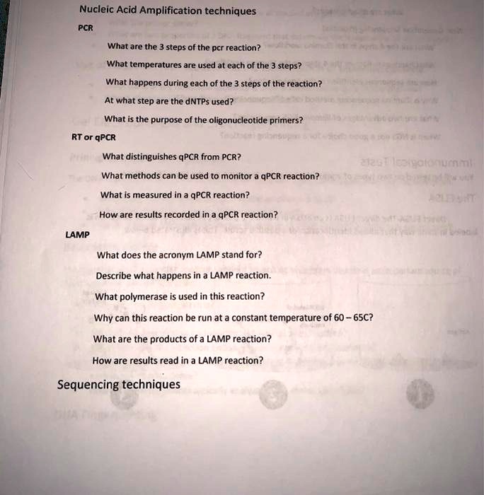SOLVED Nucleic Acid Amplification techniques PCR What are the steps of