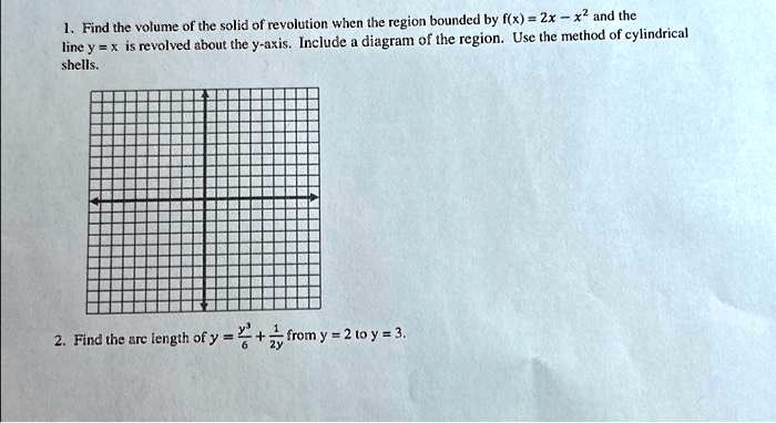 SOLVED: Find the volume of the solid of revolution when the region ...