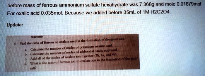 Before Mass Of Ferrous Ammonium Sulfate Hexahydrate Wa Itprospt