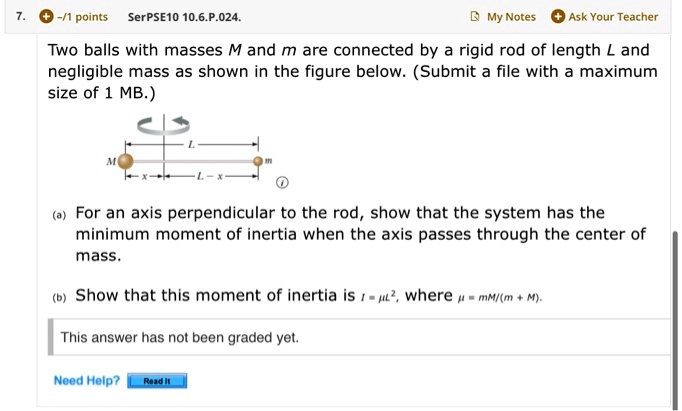 1 points serpse1o 106p024 my notes ask your teacher two balls with