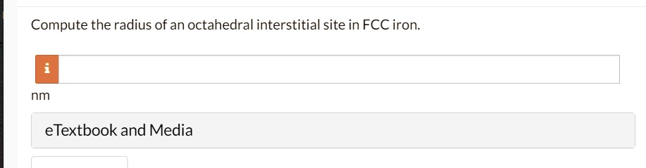 Compute the radius of an octahedral interstitial site in FCC iron.