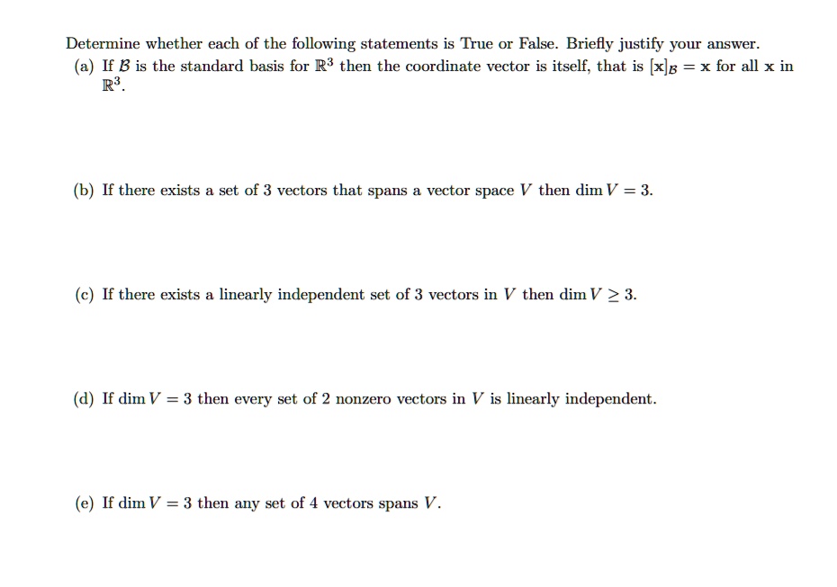 determine whether each of the following statements is true or false ...
