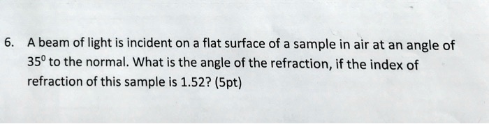 A beam of light is incident on a flat surface of a sample in...