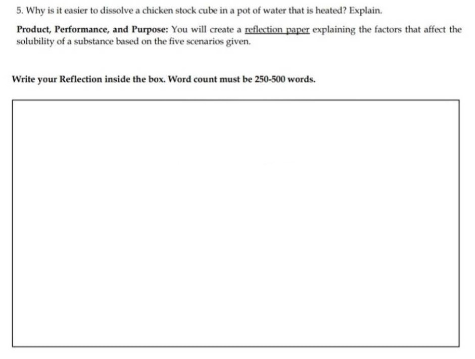 SOLVED 5. Why is it easier to dissolve a chicken stock cube in a pot