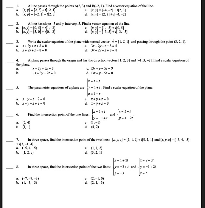 Solved Line Passes Through The Points A 2 3 And B 2 1 Find Vector Equation Of The Line Y 2 3 2 Xml 0 2 42 3 Xy 2 1j 42 3 Xj 2 3 44 Line Has