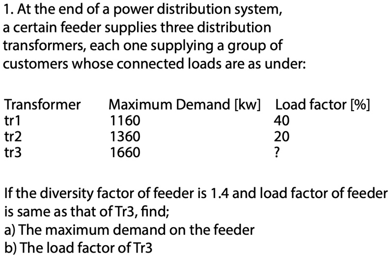 Three Distribution SOLVED: 1. At the end of a power distribution system, a certain feeder ...