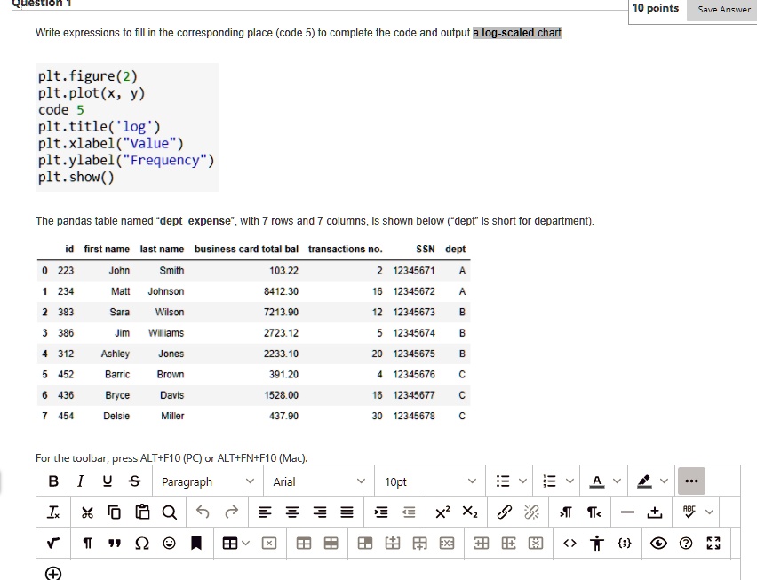 SOLVED: Write expressions to fill in the corresponding place code (5 ...