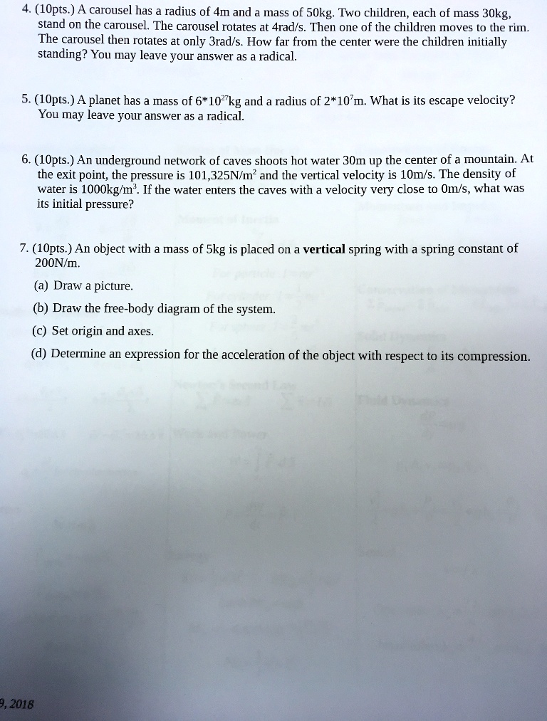 SOLVED: 4. (1Opts_ A carousel has radius of 4m and mass of s0kg: Two ...