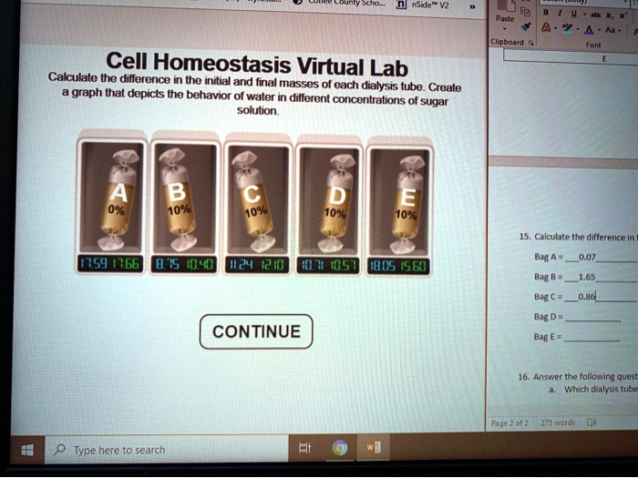Cell Homeostasis Virtual Lab Calculate the difference in the initial ...