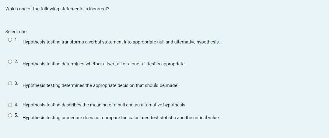 which statement about a hypothesis is incorrect