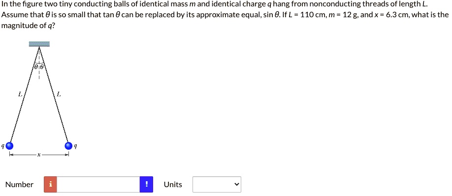 SOLVED: In the figure two tiny conducting balls of identical mass m and ...