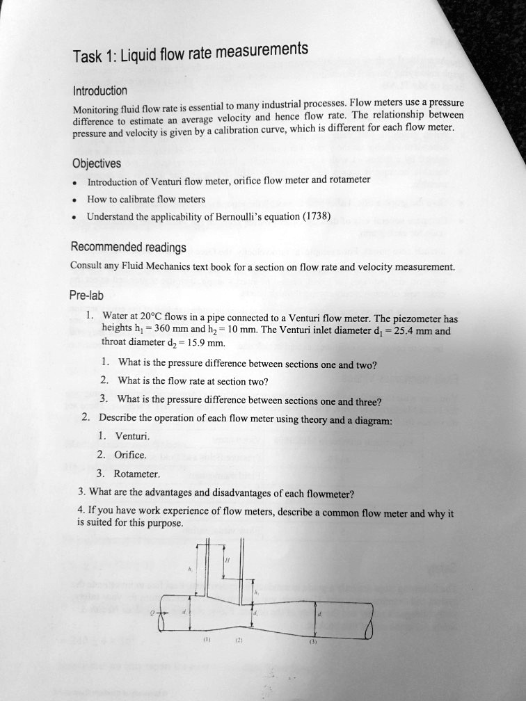 SOLVED Task 1 Liquid flow rate measurements Introduction Monitoring