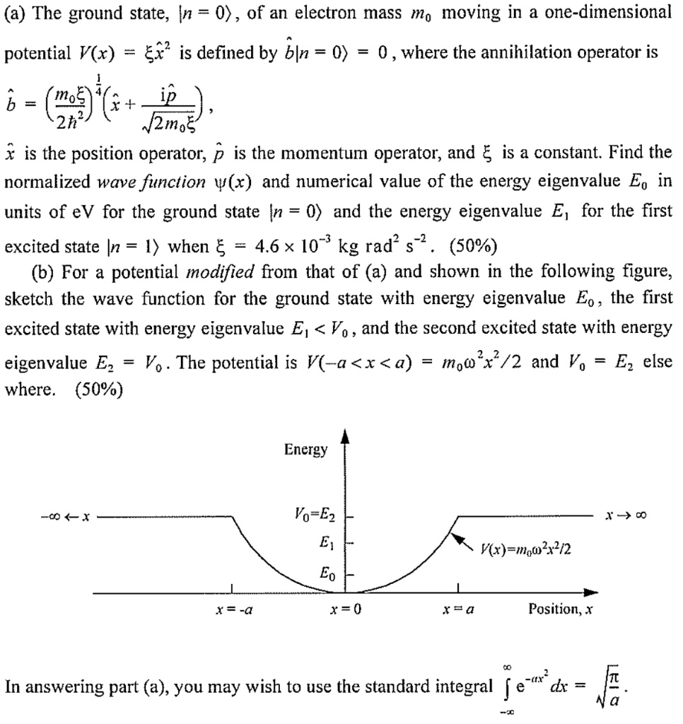 a the ground state in 0 of an electron mass m moving in a one ...