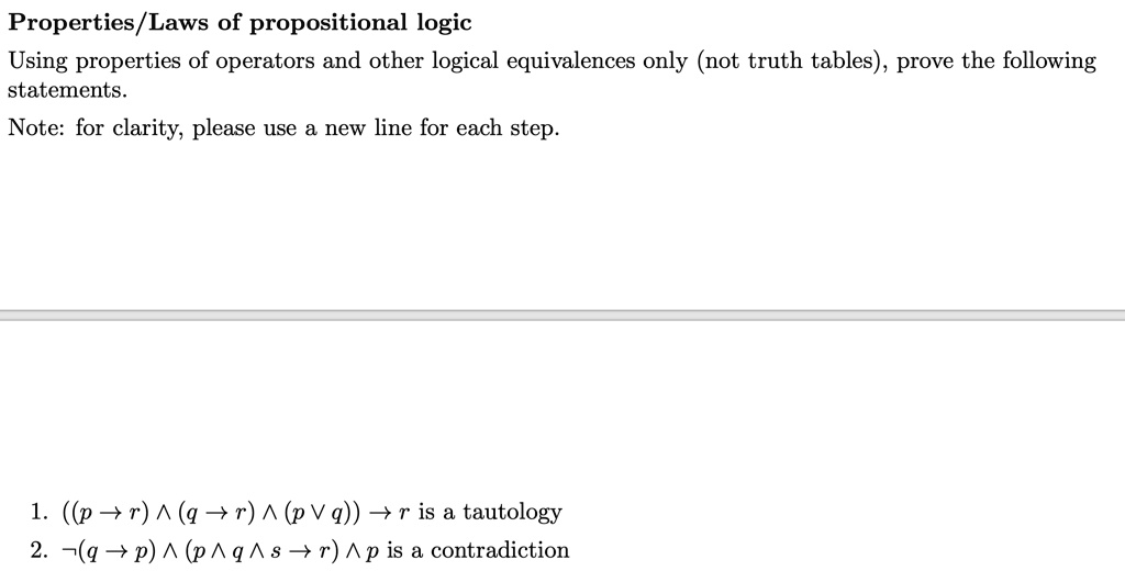 Solved Discrete Mathematics Logic Propositional Logic Properties