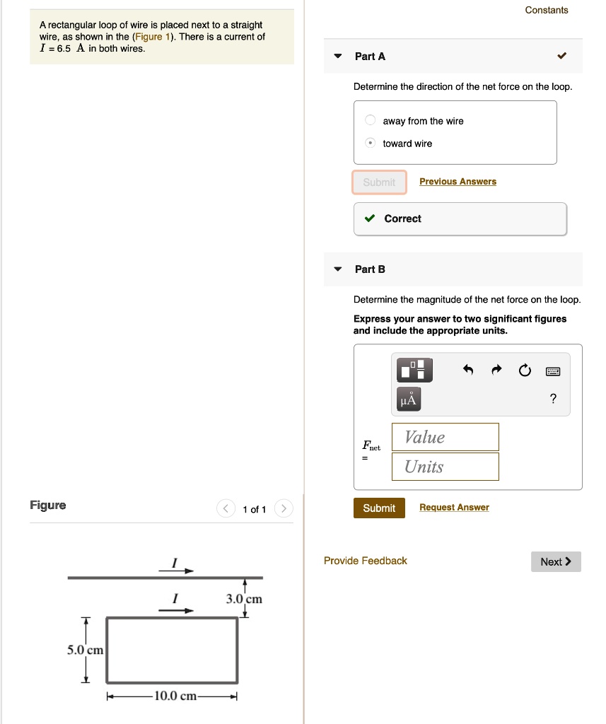 solved-constants-a-rectangular-loop-of-wire-placed-next-to-straight