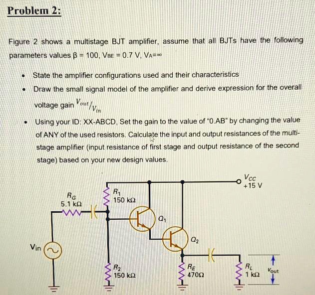 SOLVED: Figure 2 Shows A Multistage BJT Amplifier; Assume That All BJTs ...