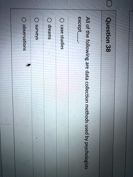 SOLVED O observations O surveys O dreams O case studies except