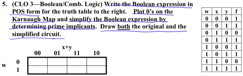 SOLVED: 5. (CLO 3-Boolean/Comb. Logic) Write the Boolean expression in ...