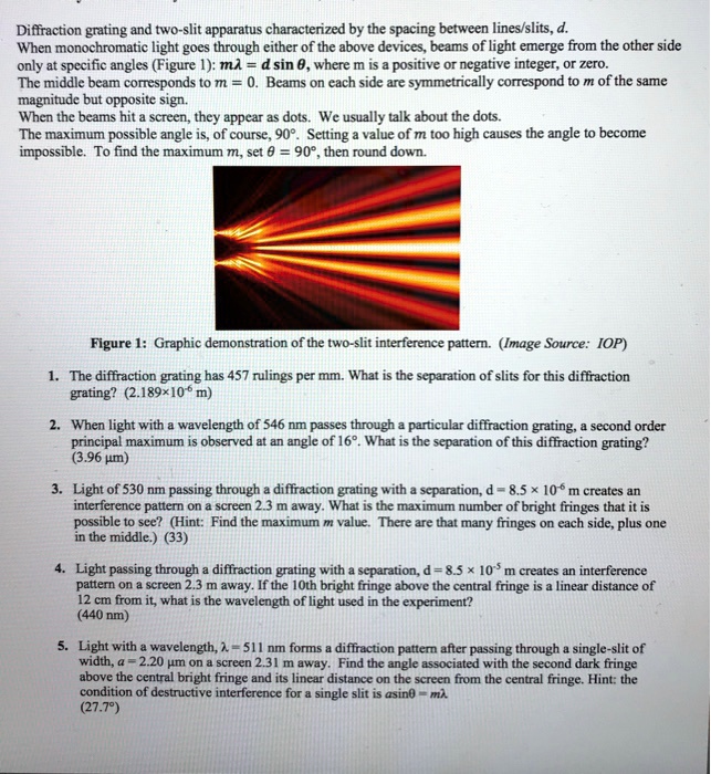 Diffraction grating and two-slit apparatus are characterized by the ...
