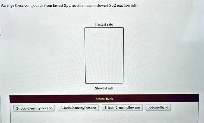 rank the sn2 reaction rates for the following compounds