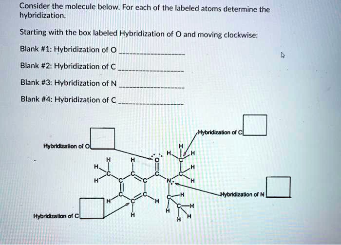SOLVED: Consider the molecule below: For each of the labeled atoms ...
