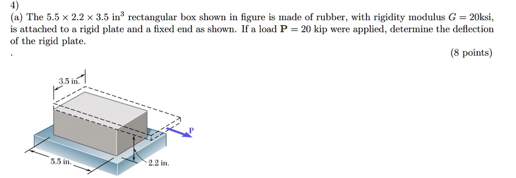 [GET ANSWER] 4) (a) The 5.5 ×2.2 ×3.5 in^3 rectangular box shown in ...
