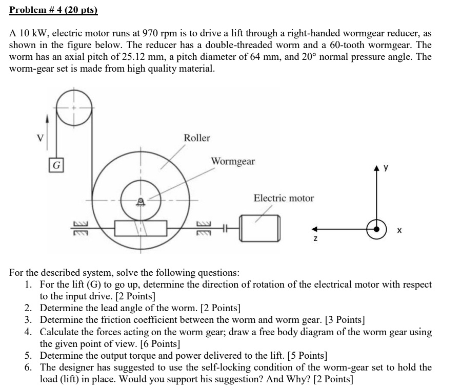 SOLVED Problem 4 (20 pts) A 10 kW, electric motor runs at 970 rpm is