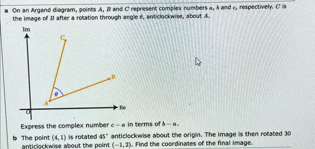 on an argand diagram points a b and c represent complex numbers a b and ...