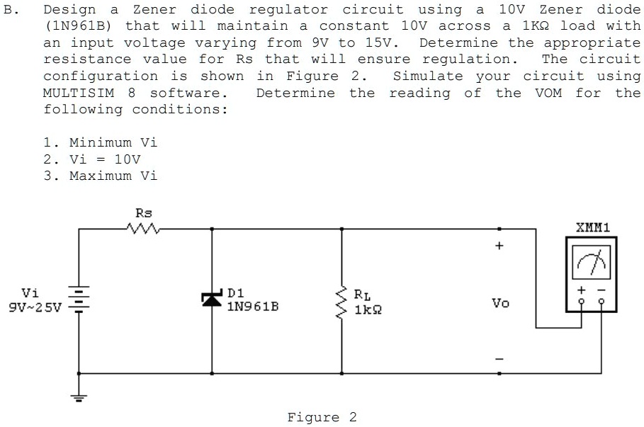 SOLVED USE MULTISIM IN DESIGNING CIRCUIT B. Design a Zener diode
