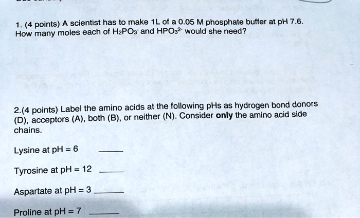 SOLVED: A scientist has to make 1L of a 0.05 M phosphate buffer at pH 7 ...