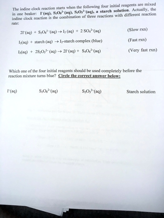 SOLVED when the following four initial reagents are mixed The iodine