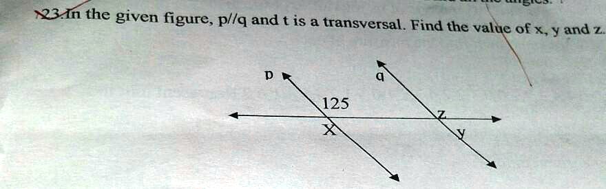 SOLVED: 'in the given figure p//q and t is a transversal. find the ...