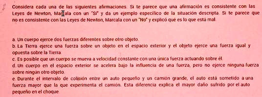 como ven diganme si es verdadero o falso y la explicacion plis considera cada una de las siqulentes alirmaclones parece qu2 unb jitiiacion es consistente leyes de newon maifala ejemplo espec 99552