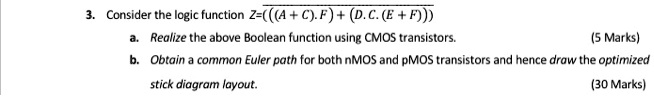 VIDEO solution: 3. Consider the logic function Z = A + C * F + D * C ...